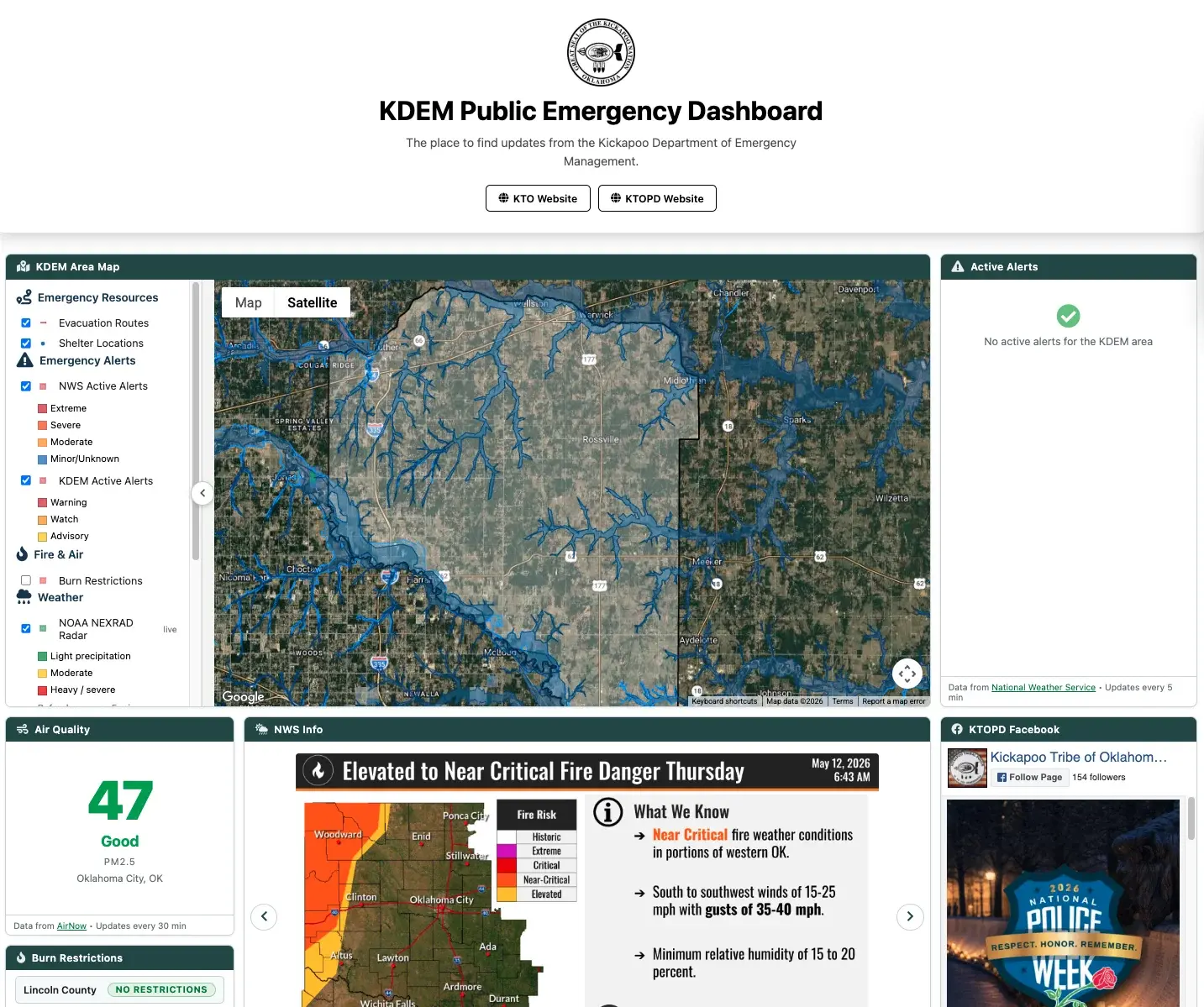 KDEM Public Emergency Dashboard powered by Fusion EM