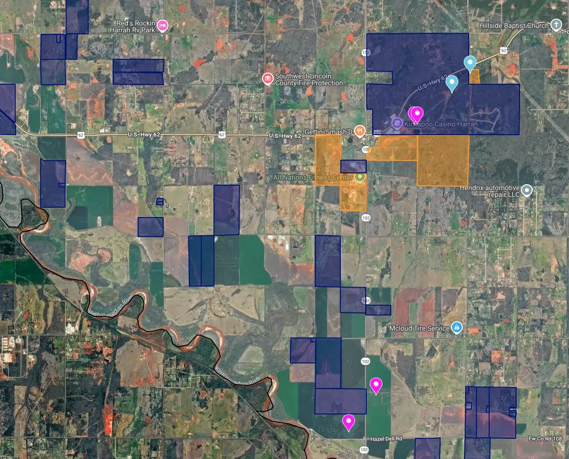 Web-based mapping tool showing land parcels